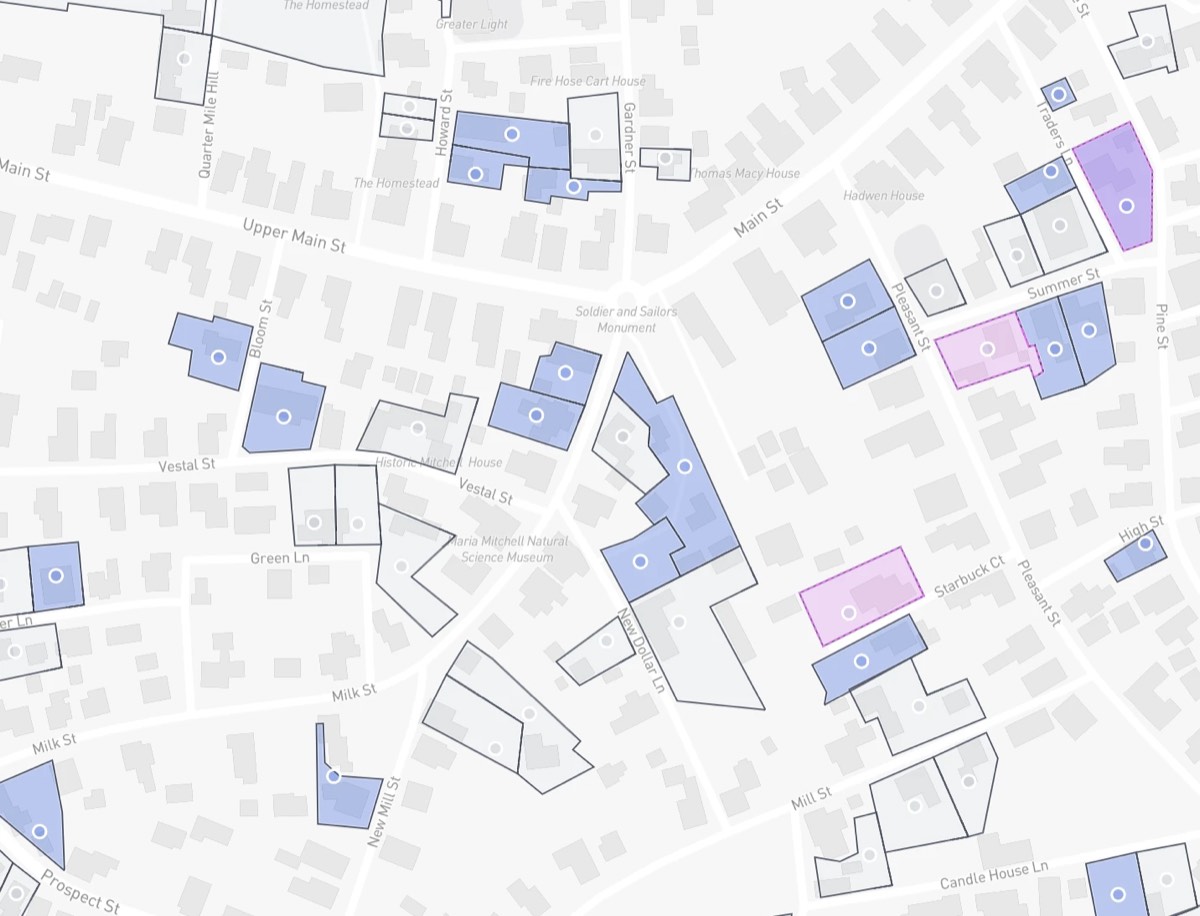 Parcel-level map of Nantucket town from our property model